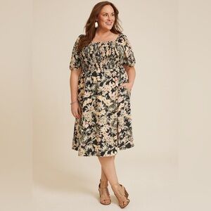 MAURICES‎ Floral Puff Sleeve Midi Dress Women’s SIZE 1X